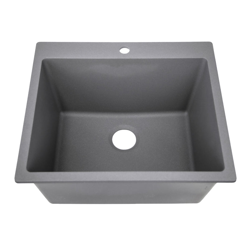 Nantucket Sinks Single Bowl Dual-mount Granite Composite Laundry Sink Titanium PR2522-DM-TI