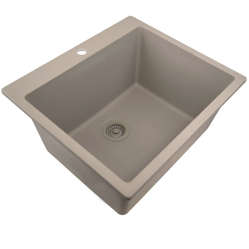 Nantucket Sinks Single Bowl Dual-mount Granite Composite Laundry Sink Truffle PR2522-DM-TR - view 3