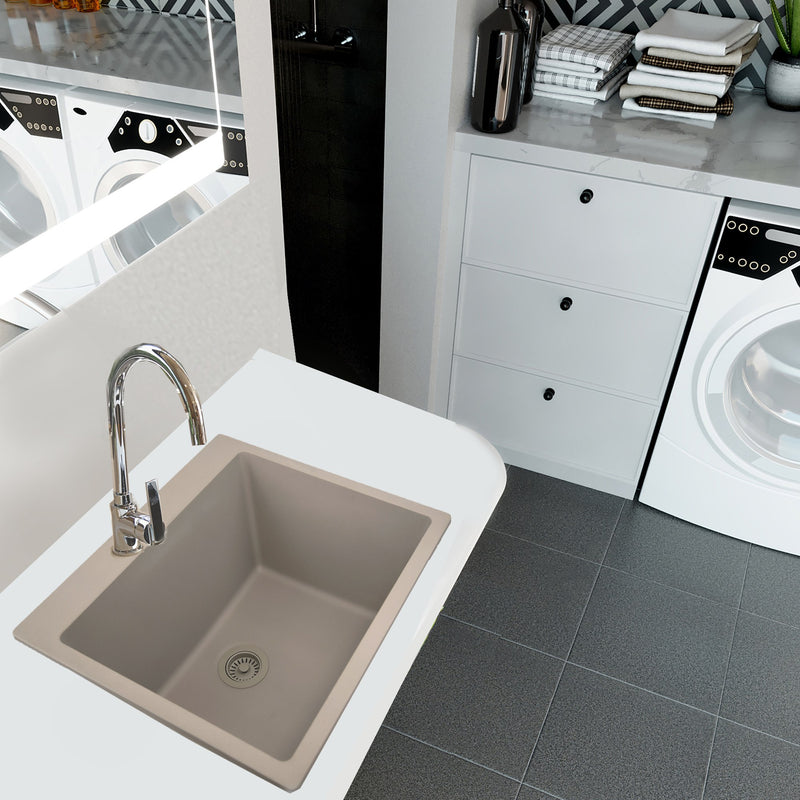 Nantucket Sinks Single Bowl Dual-mount Granite Composite Laundry Sink Truffle PR2522-DM-TR - view 5