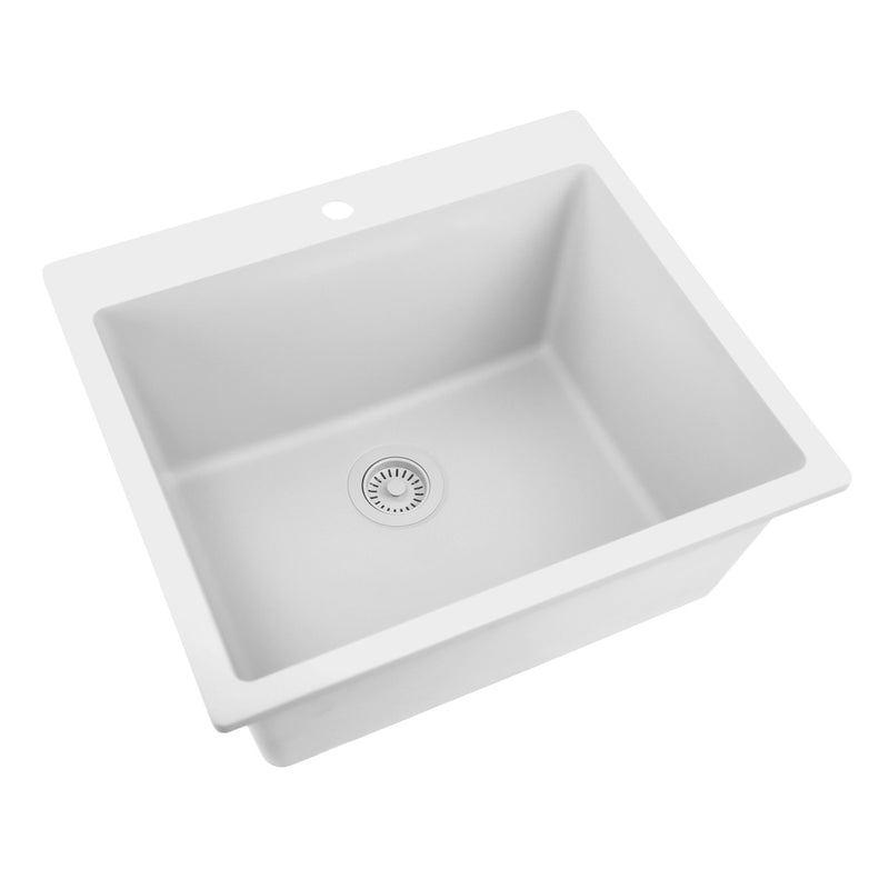 Nantucket Sinks Single Bowl Dual-mount Granite Composite Laundry Sink White PR2522-DM-W - view 2