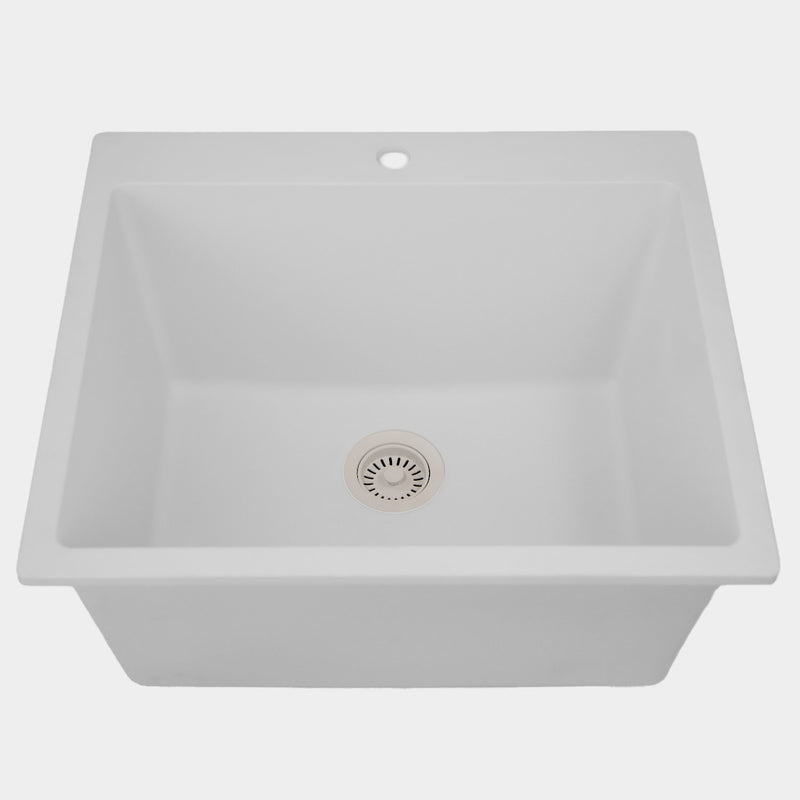 Nantucket Sinks Single Bowl Dual-mount Granite Composite Laundry Sink White PR2522-DM-W - view 3