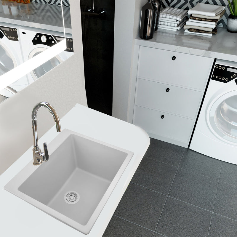 Nantucket Sinks Single Bowl Dual-mount Granite Composite Laundry Sink White PR2522-DM-W - view 5