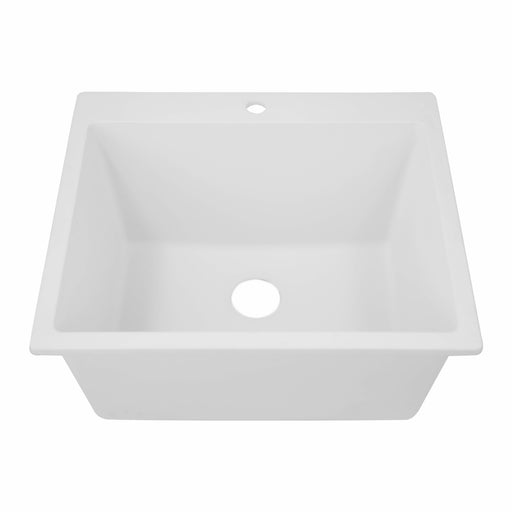 Nantucket Sinks Single Bowl Dual-mount Granite Composite Laundry Sink White PR2522-DM-W