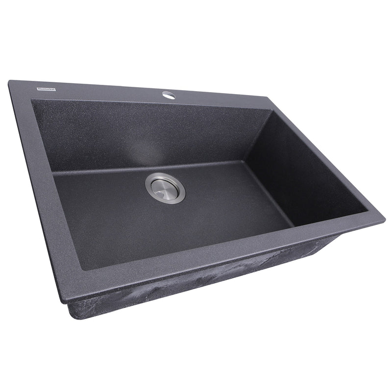 Nantucket Sinks Single Bowl Dual-mount Granite Composite Kitchen Sink Black PR2720-DM-BL - view 3