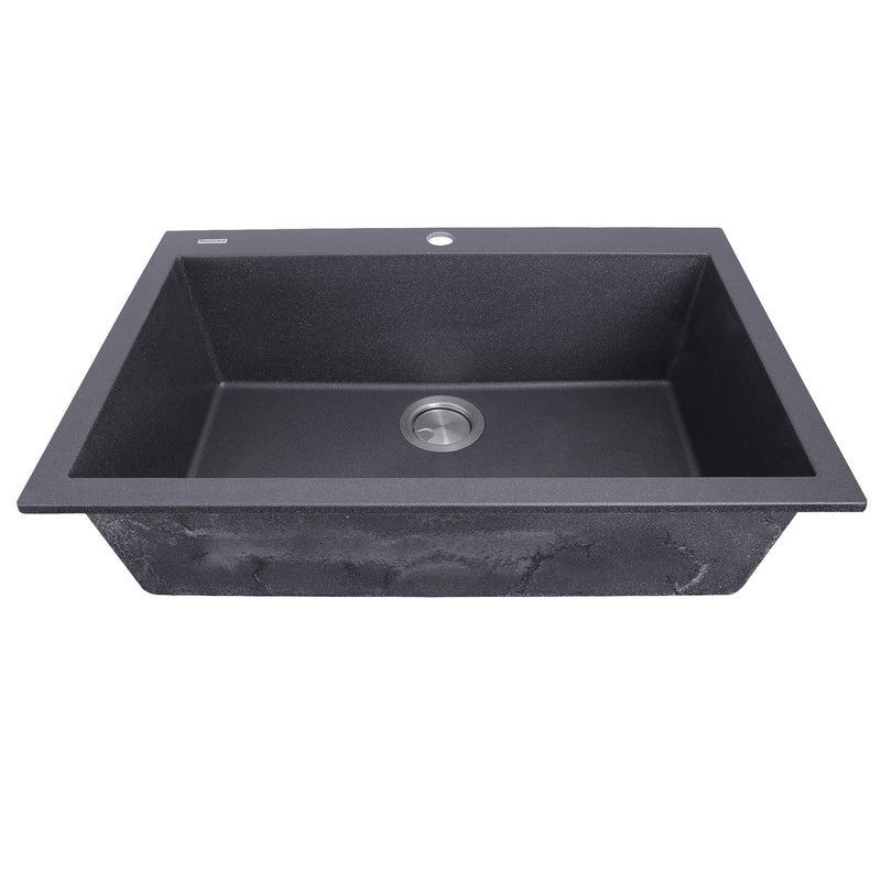 Nantucket Sinks Single Bowl Dual-mount Granite Composite Kitchen Sink Black PR2720-DM-BL - view 4