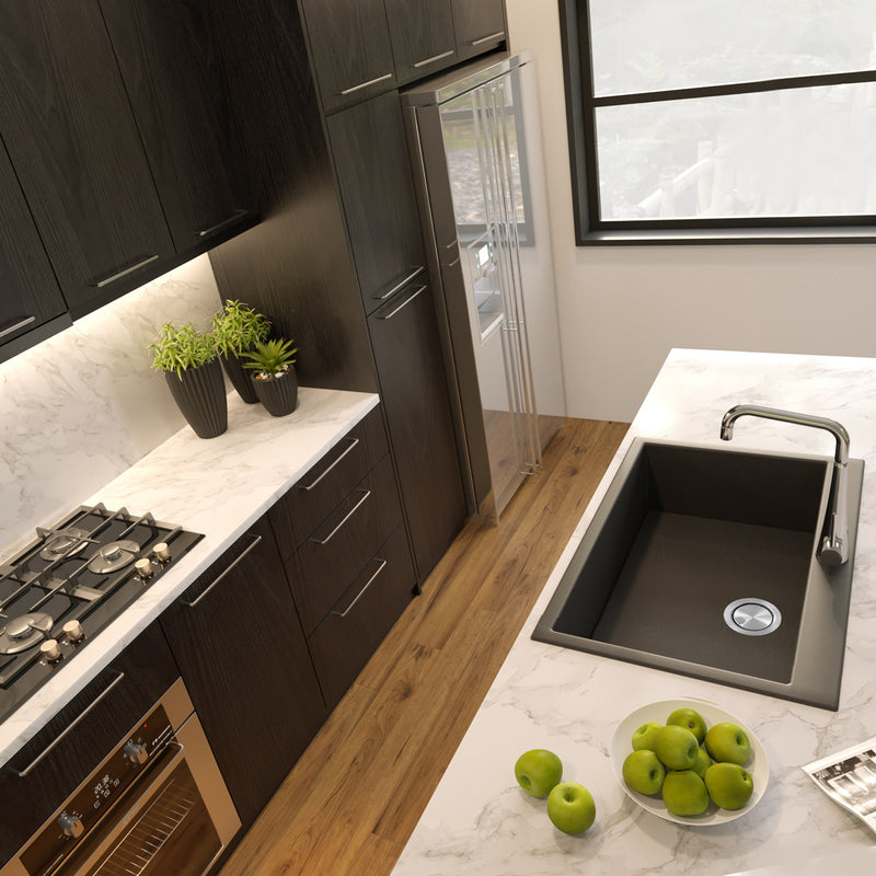 Nantucket Sinks Single Bowl Dual-mount Granite Composite Kitchen Sink Black PR2720-DM-BL - view 5