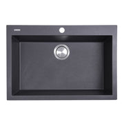 Nantucket Sinks Single Bowl Dual-mount Granite Composite Kitchen Sink Black PR2720-DM-BL