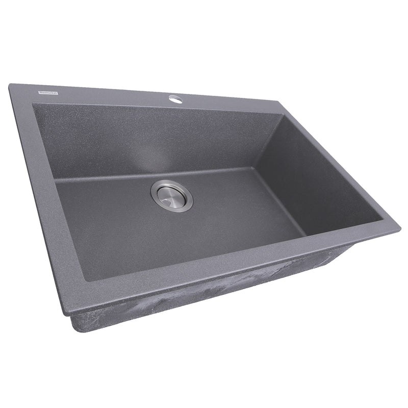 Nantucket Sinks Single Bowl Dual-mount Granite Composite Kitchen Sink Titanium PR2720-DM-TI - view 3