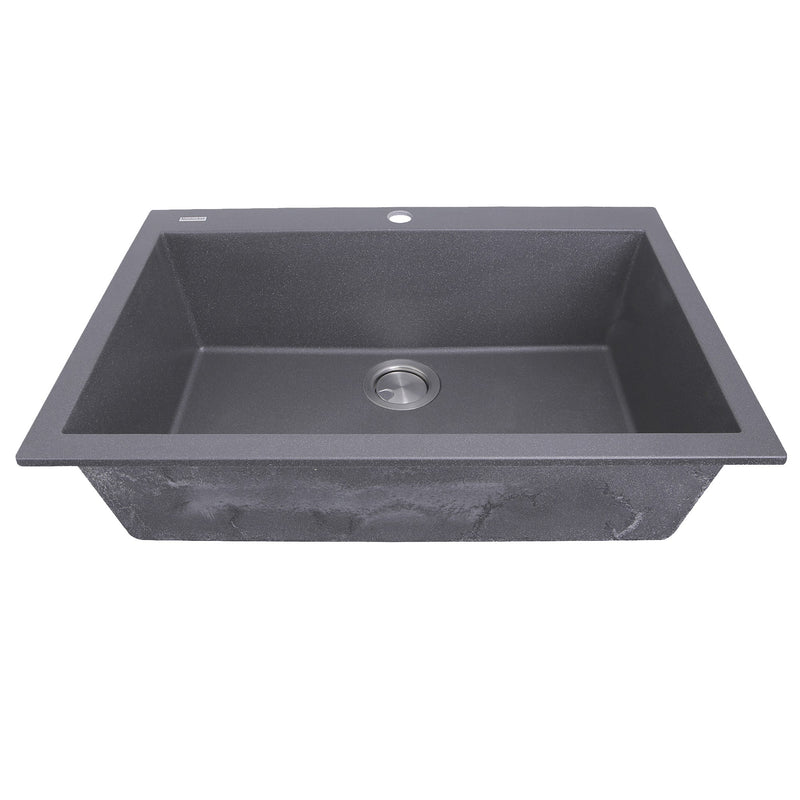 Nantucket Sinks Single Bowl Dual-mount Granite Composite Kitchen Sink Titanium PR2720-DM-TI - view 4