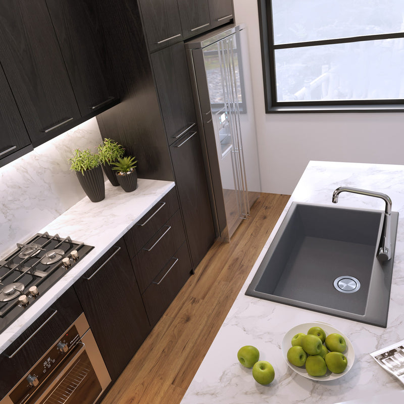 Nantucket Sinks Single Bowl Dual-mount Granite Composite Kitchen Sink Titanium PR2720-DM-TI - view 5