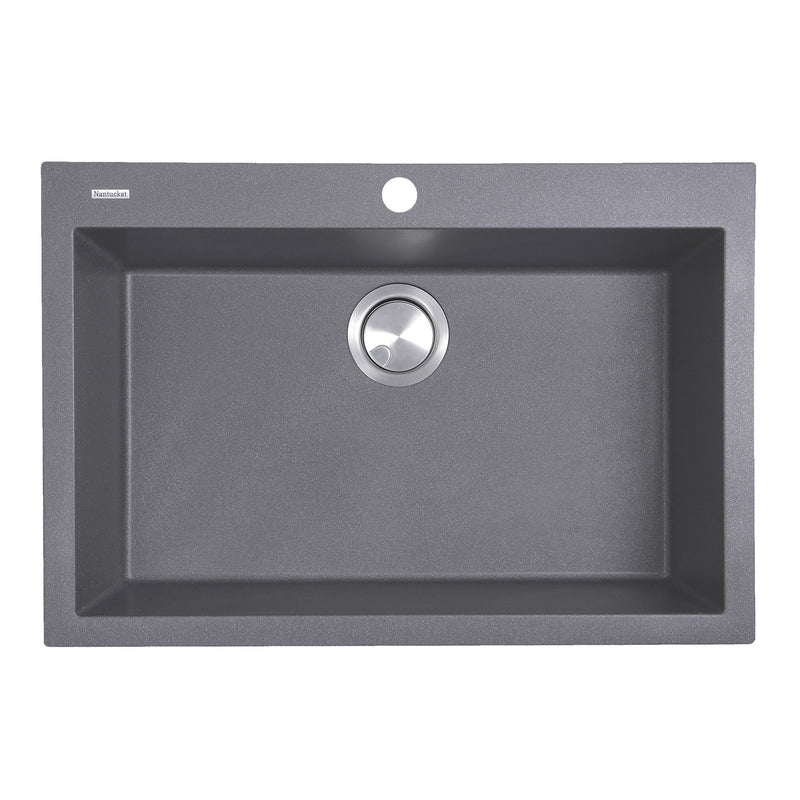 Nantucket Sinks Single Bowl Dual-mount Granite Composite Kitchen Sink Titanium PR2720-DM-TI
