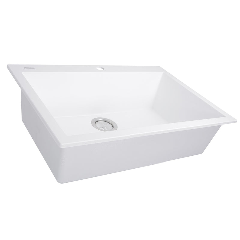 Nantucket Sinks Single Bowl Dual-mount Granite Composite Kitchen Sink White PR2720-DM-W - view 2