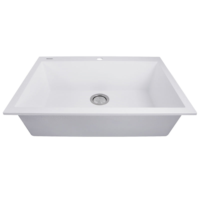 Nantucket Sinks Single Bowl Dual-mount Granite Composite Kitchen Sink White PR2720-DM-W - view 4