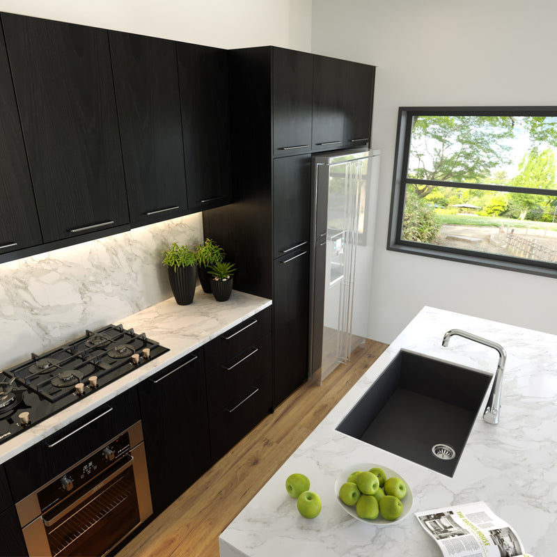 Nantucket Sinks Large Single Bowl Undermount Granite Composite Sink - Black PR3018-BL - view 5