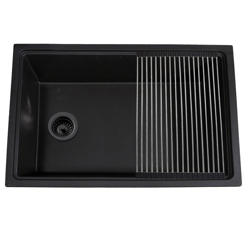 Nantucket Sinks 30" Dualmount Granite Composite Prep-Station with Side Set Drain - Black PR3019PS-BL - view 2