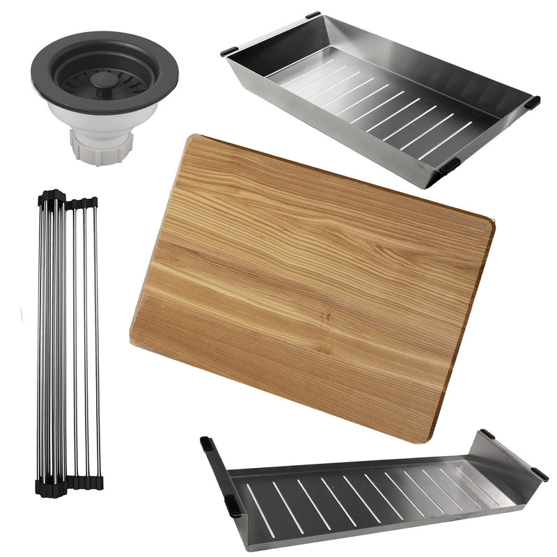 Nantucket Sinks 30" Dualmount Granite Composite Prep-Station with Side Set Drain - Black PR3019PS-BL - view 3