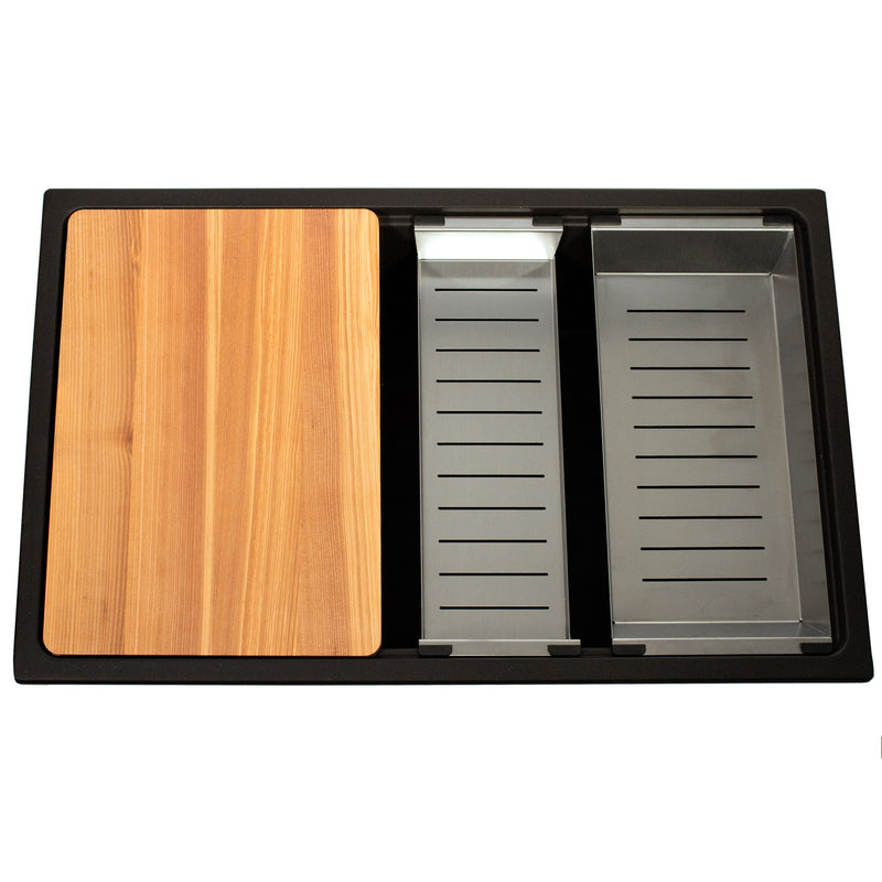 Nantucket Sinks 30" Dualmount Granite Composite Prep-Station with Side Set Drain - Black PR3019PS-BL - view 4