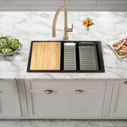 Nantucket Sinks 30" Dualmount Granite Composite Prep-Station with Side Set Drain - Black PR3019PS-BL - view 8