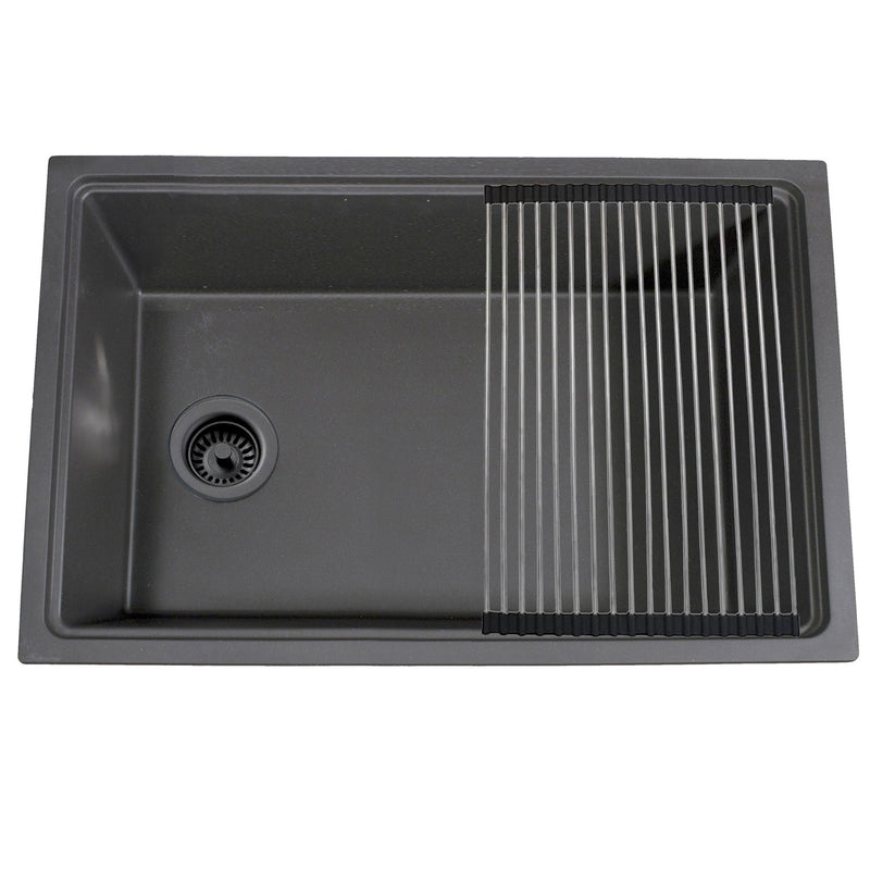 Nantucket Sinks 30" Dualmount Granite Composite Prep-Station with Side Set Drain - Titanium PR3019PS-TI - view 2