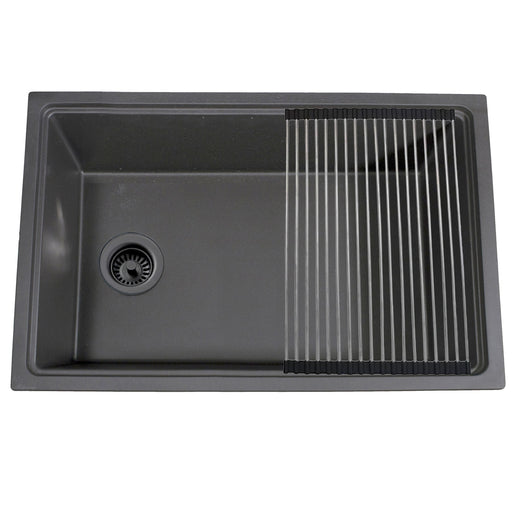 Nantucket Sinks 30" Dualmount Granite Composite Prep-Station with Side Set Drain - Titanium PR3019PS-TI - view 2