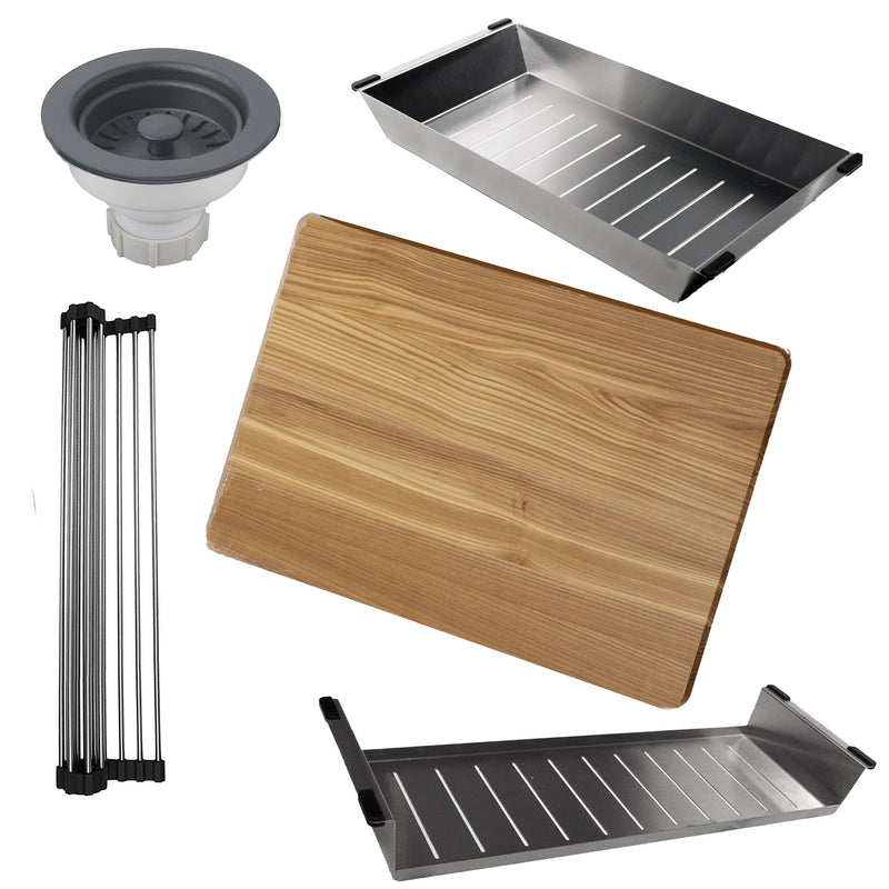 Nantucket Sinks 30" Dualmount Granite Composite Prep-Station with Side Set Drain - Titanium PR3019PS-TI - view 3