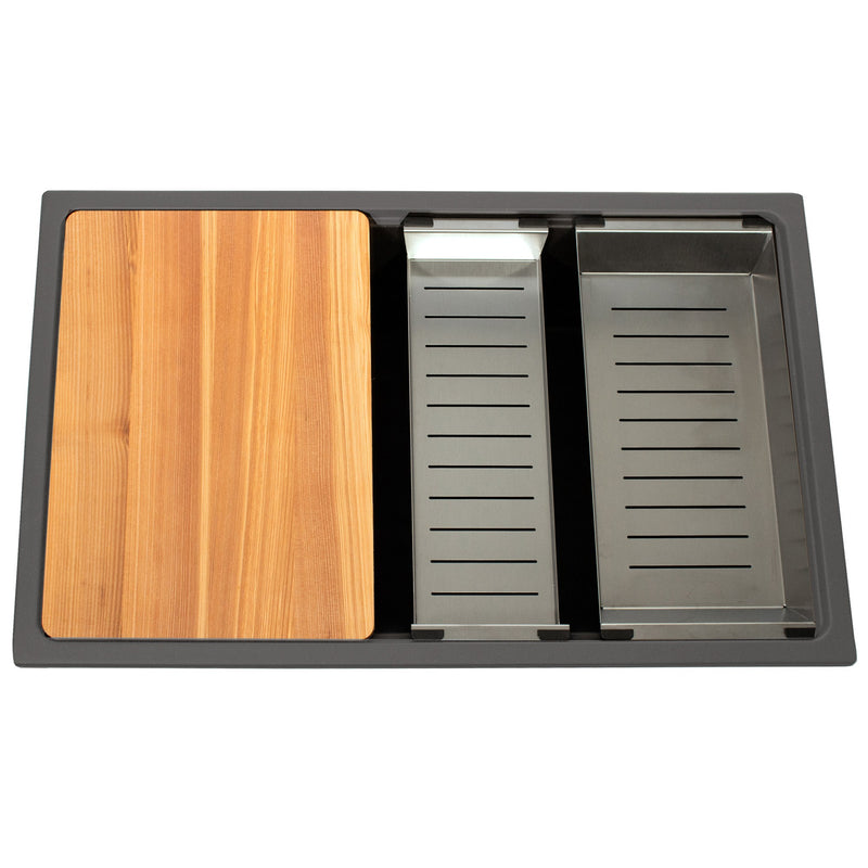 Nantucket Sinks 30" Dualmount Granite Composite Prep-Station with Side Set Drain - Titanium PR3019PS-TI - view 4