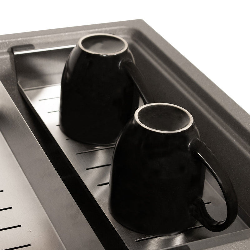 Nantucket Sinks 30" Dualmount Granite Composite Prep-Station with Side Set Drain - Titanium PR3019PS-TI - view 5