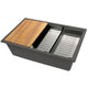 Nantucket Sinks 30" Dualmount Granite Composite Prep-Station with Side Set Drain - Titanium PR3019PS-TI