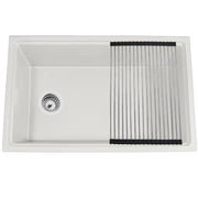 Nantucket Sinks 30" Dualmount Granite Composite Prep-Station with Side Set Drain - White PR3019PS-W - view 2