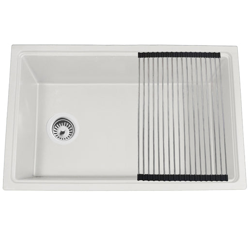 Nantucket Sinks 30" Dualmount Granite Composite Prep-Station with Side Set Drain - White PR3019PS-W - view 2
