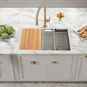Nantucket Sinks 30" Dualmount Granite Composite Prep-Station with Side Set Drain - White PR3019PS-W - view 8