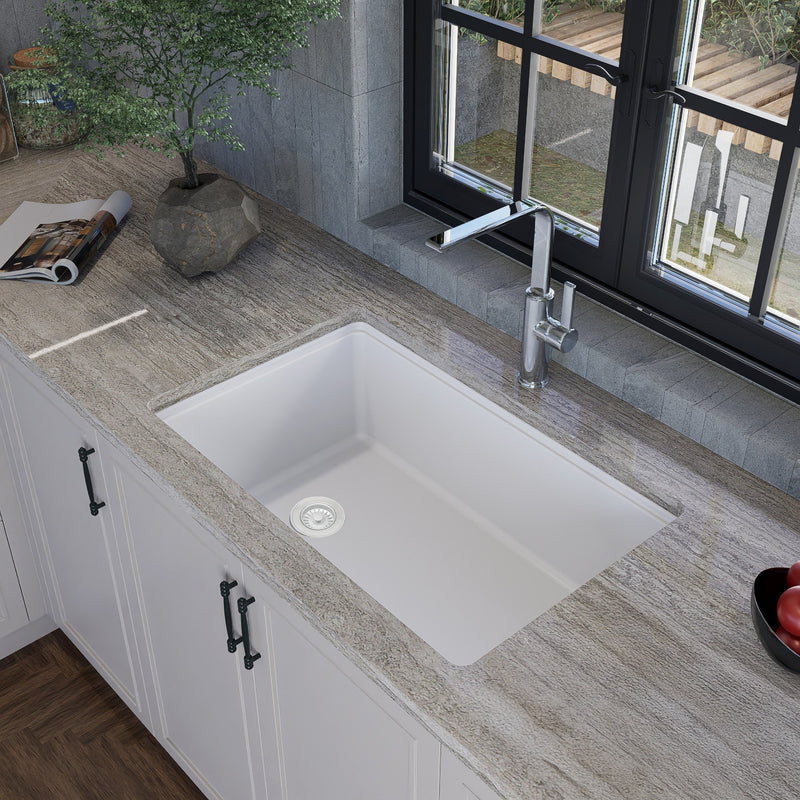 Nantucket Sinks 30" Dualmount Granite Composite Prep-Station with Side Set Drain - White PR3019PS-W - view 9