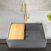 Nantucket Sinks 30-inch Reversible Workstation Granite Composite Apron Sink with Accessory Pack - Black with Metallic Flecks PR3020-APS-BL - view 4