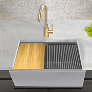 Nantucket Sinks 30-inch Reversible Workstation Granite Composite Apron Sink with Accessory Pack - Light Grey with Metallic Flecks PR3020-APS-G - view 6