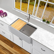 Nantucket Sinks 30-inch Reversible Workstation Granite Composite Apron Sink with Accessory Pack - Light Grey with Metallic Flecks PR3020-APS-G - view 7
