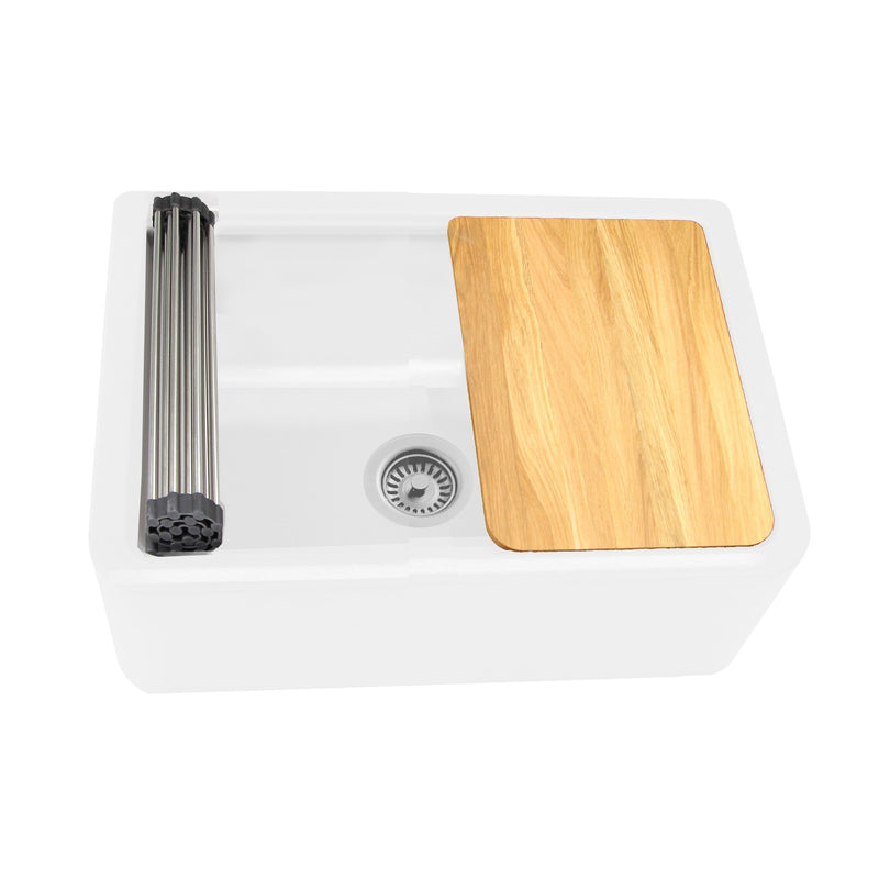 Nantucket Sinks 30-inch Reversible Workstation Granite Composite Apron Sink with Accessory Pack - White PR3020-APS-W - view 2
