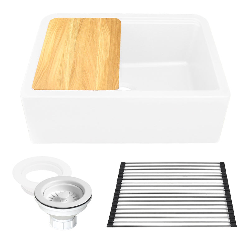 Nantucket Sinks 30-inch Reversible Workstation Granite Composite Apron Sink with Accessory Pack - White PR3020-APS-W