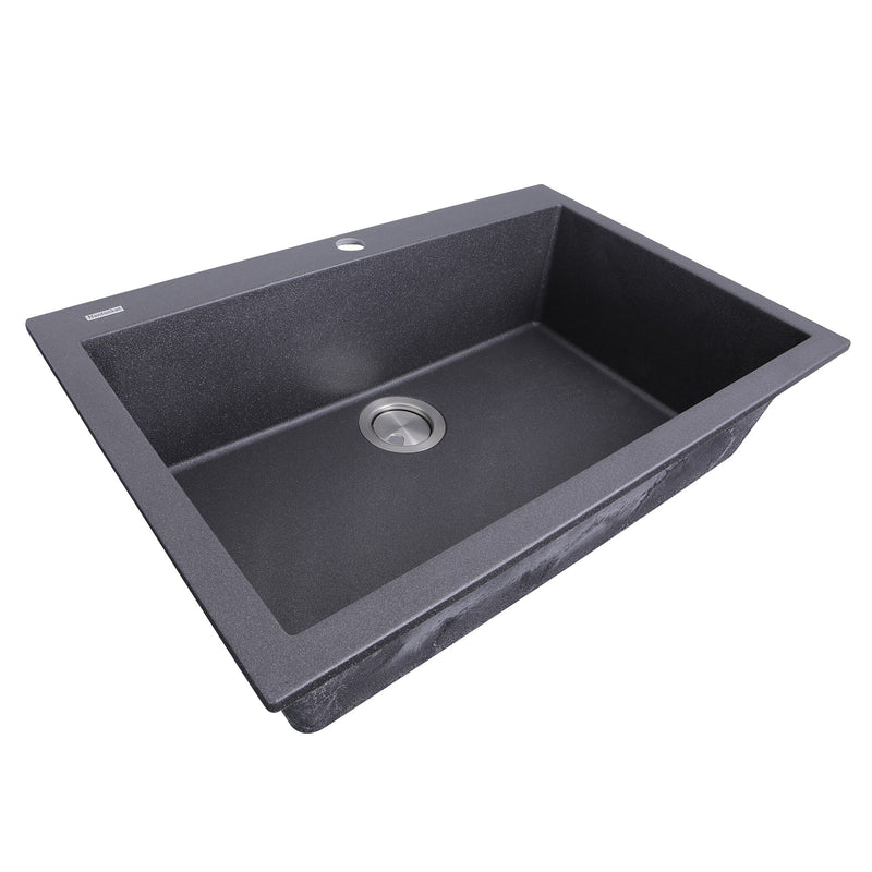 Nantucket Sinks Large Single Bowl Dual-mount Granite Composite Sink - Black PR3020-DM-BL - view 3