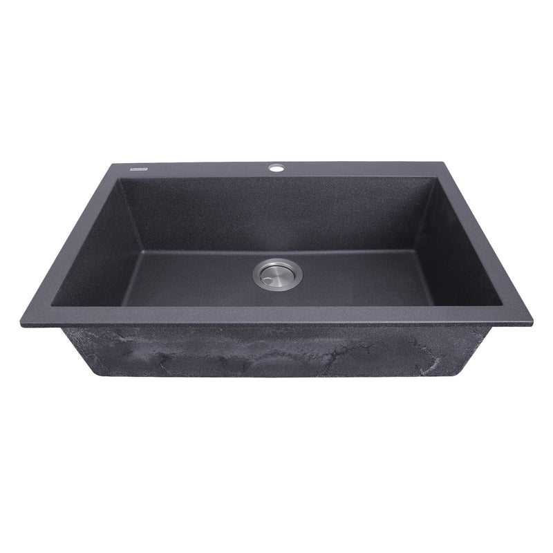 Nantucket Sinks Large Single Bowl Dual-mount Granite Composite Sink - Black PR3020-DM-BL - view 4