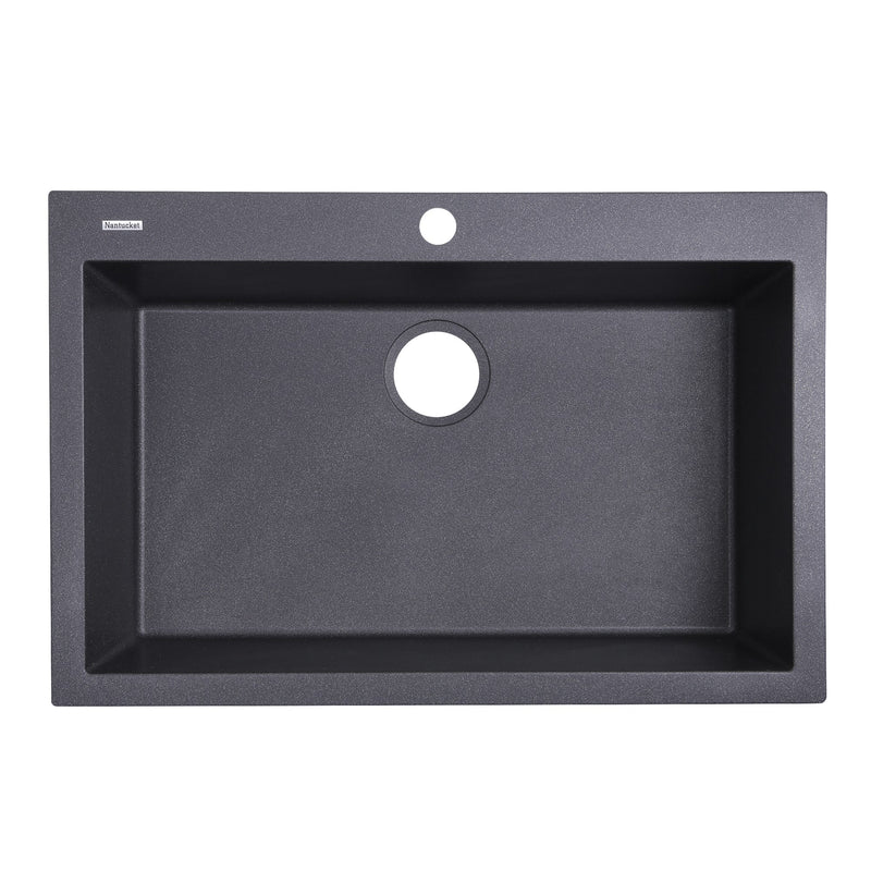 Nantucket Sinks Large Single Bowl Dual-mount Granite Composite Sink - Black PR3020-DM-BL - view 5