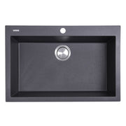 Nantucket Sinks Large Single Bowl Dual-mount Granite Composite Sink - Black PR3020-DM-BL