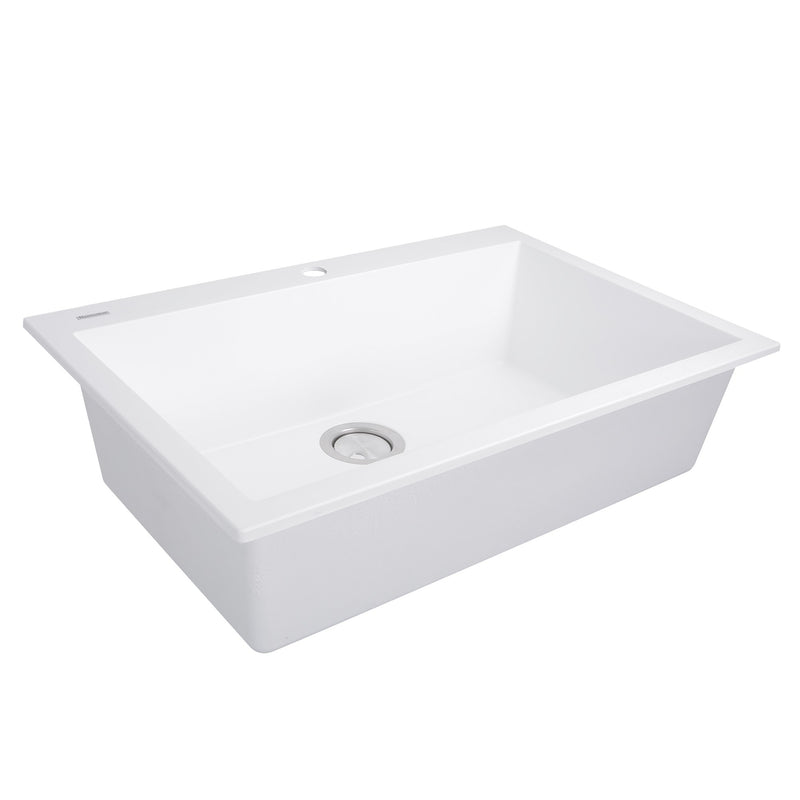 Nantucket Sinks Large Single Bowl Dual-mount Granite Composite Sink - White PR3020-DM-W - view 2