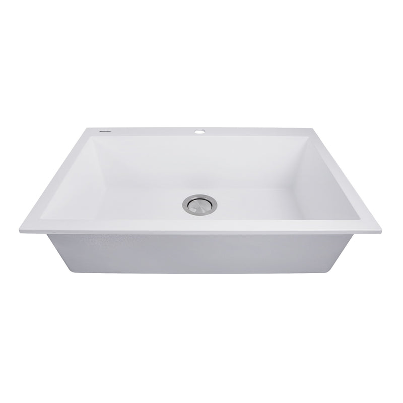 Nantucket Sinks Large Single Bowl Dual-mount Granite Composite Sink - White PR3020-DM-W - view 4