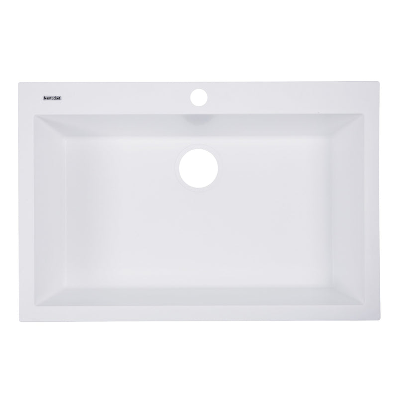 Nantucket Sinks Large Single Bowl Dual-mount Granite Composite Sink - White PR3020-DM-W - view 5