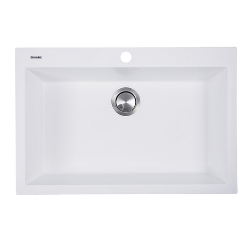 Nantucket Sinks Large Single Bowl Dual-mount Granite Composite Sink - White PR3020-DM-W