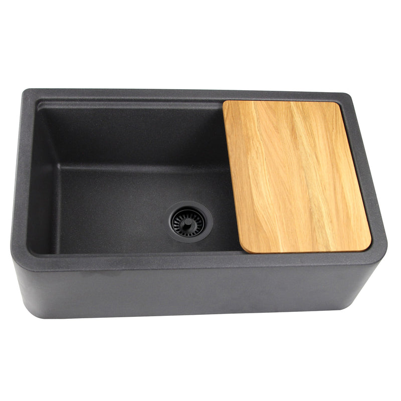 Nantucket Sinks 33-inch Reversible Workstation Granite Composite Apron Sink with Accessory Pack - Black with Metallic Flecks PR3320-APS-BL - view 2