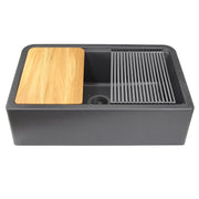 Nantucket Sinks 33-inch Reversible Workstation Granite Composite Apron Sink with Accessory Pack - Black with Metallic Flecks PR3320-APS-BL - view 3