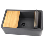 Nantucket Sinks 33-inch Reversible Workstation Granite Composite Apron Sink with Accessory Pack - Black with Metallic Flecks PR3320-APS-BL - view 4