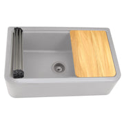 Nantucket Sinks 33-inch Reversible Workstation Granite Composite Apron Sink with Accessory Pack - Light Grey with Metallic Flecks PR3320-APS-G - view 4