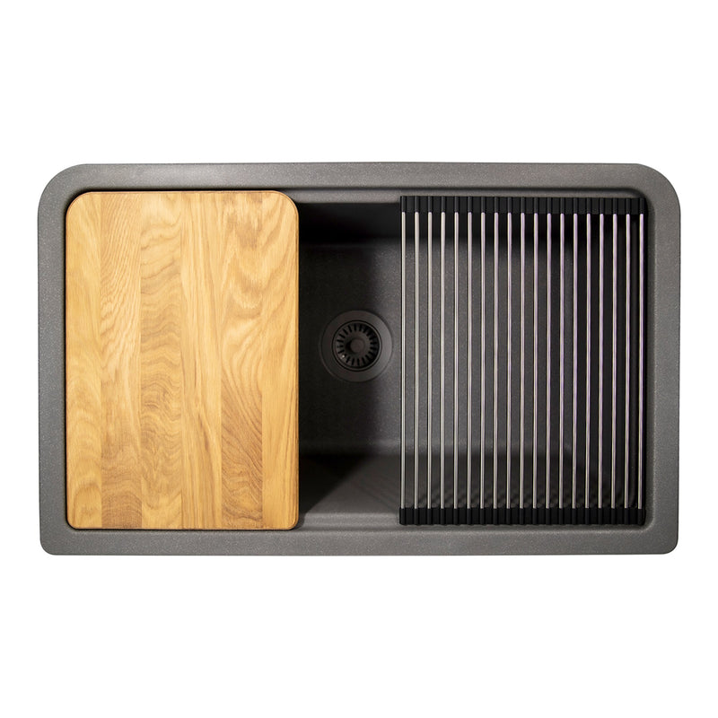 Nantucket Sinks 33-inch Reversible Workstation Granite Composite Apron Sink with Accessory Pack - Titanium PR3320-APS-TI - view 2